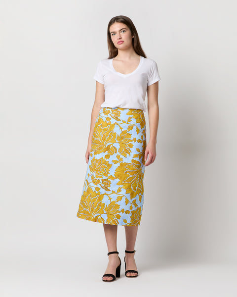 Pencil Skirt in Light Blue Tangle Shot Cotton | Shop Ann Mashburn