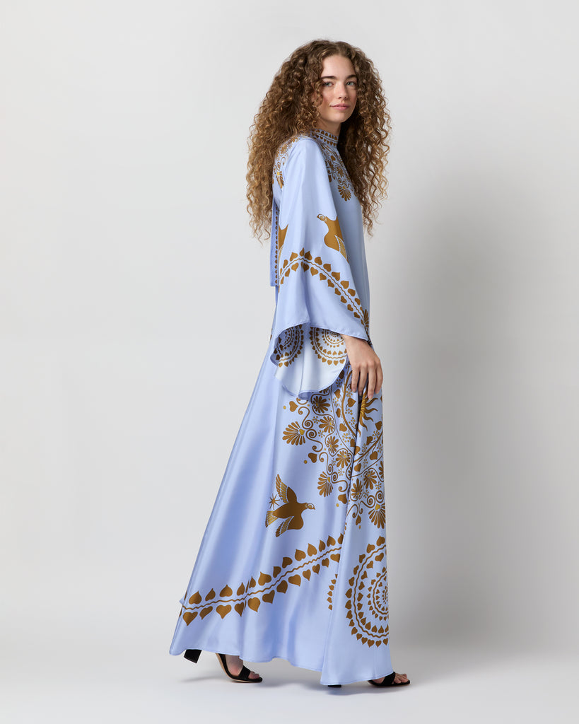 Magnifico Dress in Light Blue Olympus Placée Silk Twill | Shop Ann Mashburn