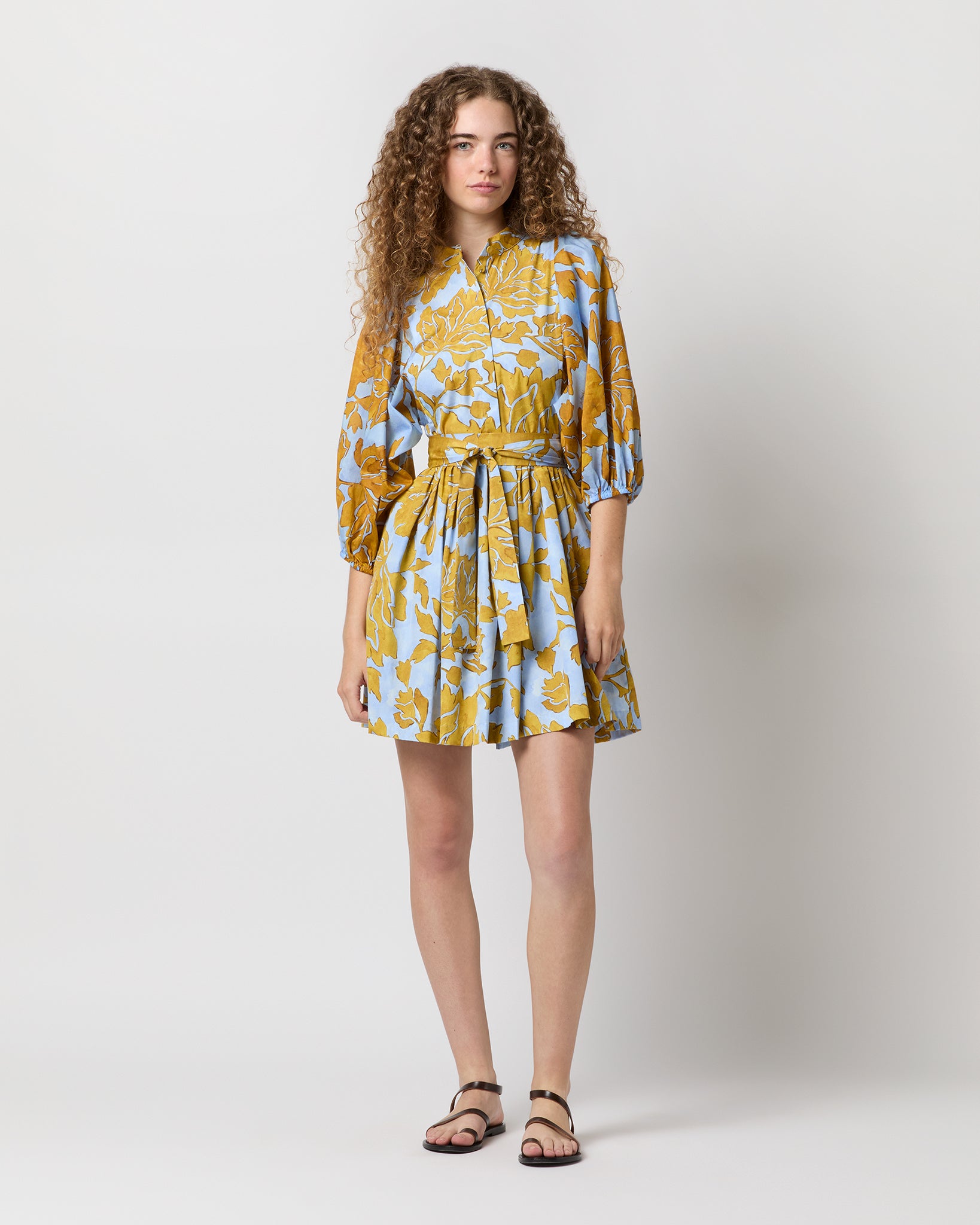 Mini Portofino Dress in Light Blue Tangle Summer Popeline Mini Portofino Dress in Light Blue Tangle Summer Popeline