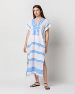 Load image into Gallery viewer, Gasira V-Neck Caftan in Eshe Blue
