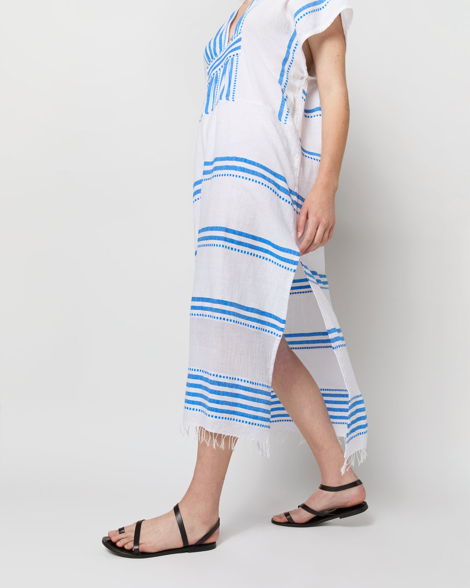 Gasira V-Neck Caftan in Eshe Blue | Shop Ann Mashburn