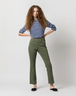 Load image into Gallery viewer, Faye Flare Cropped Pant in Olive Garment-Dyed Stretch Twill
