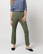 Load image into Gallery viewer, Faye Flare Cropped Pant in Olive Garment-Dyed Stretch Twill
