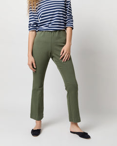Faye Flare Cropped Pant in Olive Garment-Dyed Stretch Twill