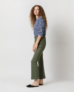 Faye Flare Cropped Pant in Olive Garment-Dyed Stretch Twill