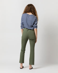 Faye Flare Cropped Pant in Olive Garment-Dyed Stretch Twill