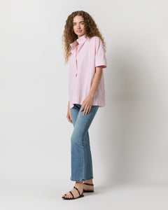 Soleil Shirt in Rose/White Awning Stripe Poplin