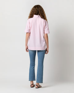 Soleil Shirt in Rose/White Awning Stripe Poplin