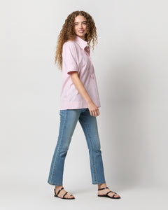Soleil Shirt in Rose/White Awning Stripe Poplin