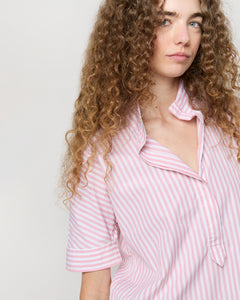 Soleil Shirt in Rose/White Awning Stripe Poplin