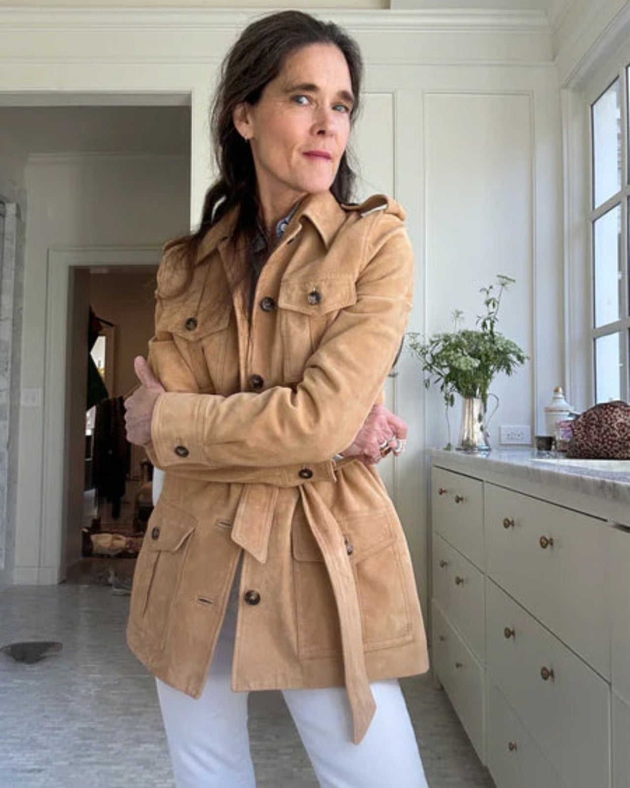 Safari Jacket in Khaki Suede