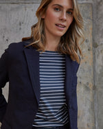 Load image into Gallery viewer, Sarah Jacket in Navy Wool Seersucker
