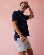 Load image into Gallery viewer, Short-Sleeved Polo in Navy Terry
