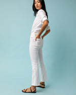 Load image into Gallery viewer, Flare Cropped 5-Pocket Jean in White Stretch Denim
