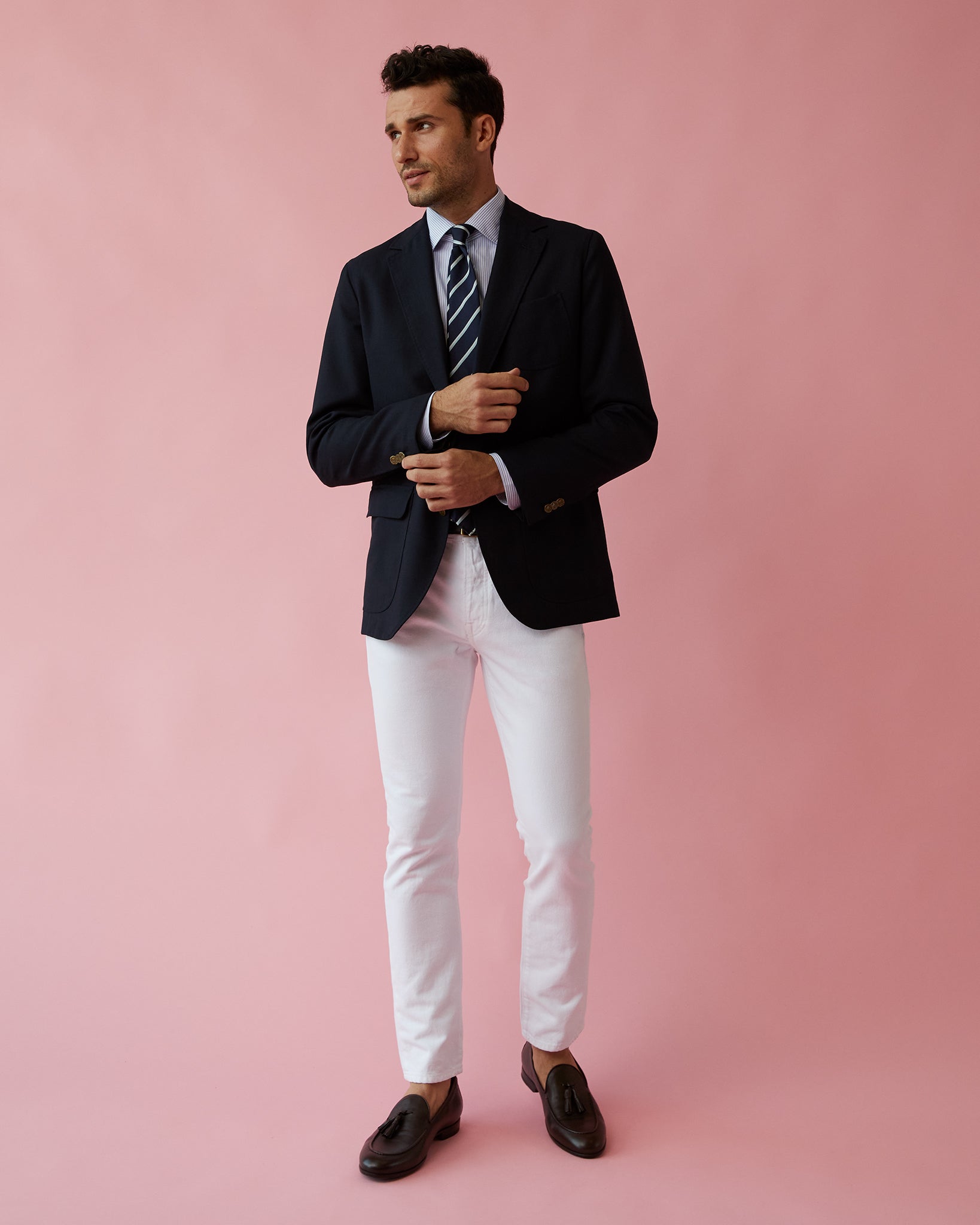 Slim Straight Jean in White Garment-Dyed Denim