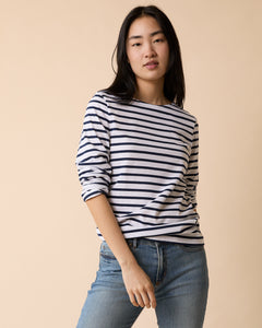 Modern Minquiers Tee in Neige/Marine Stripe