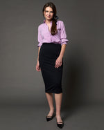 Load image into Gallery viewer, Long Pull-On Skirt in Black Ponte Knit
