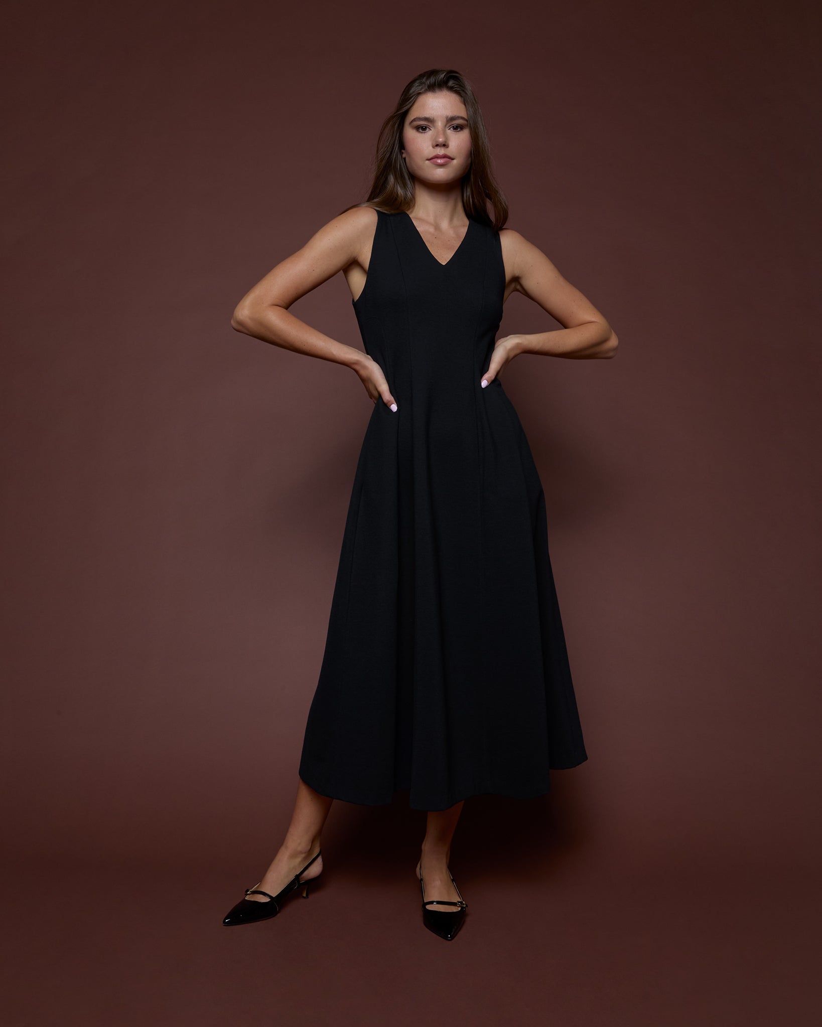 Victoire Dress in Black Brushed Interlock