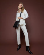 Load image into Gallery viewer, Fayette Flare Cropped Pant in Ivory Bi-Stretch Double-Faced Wool Blend
