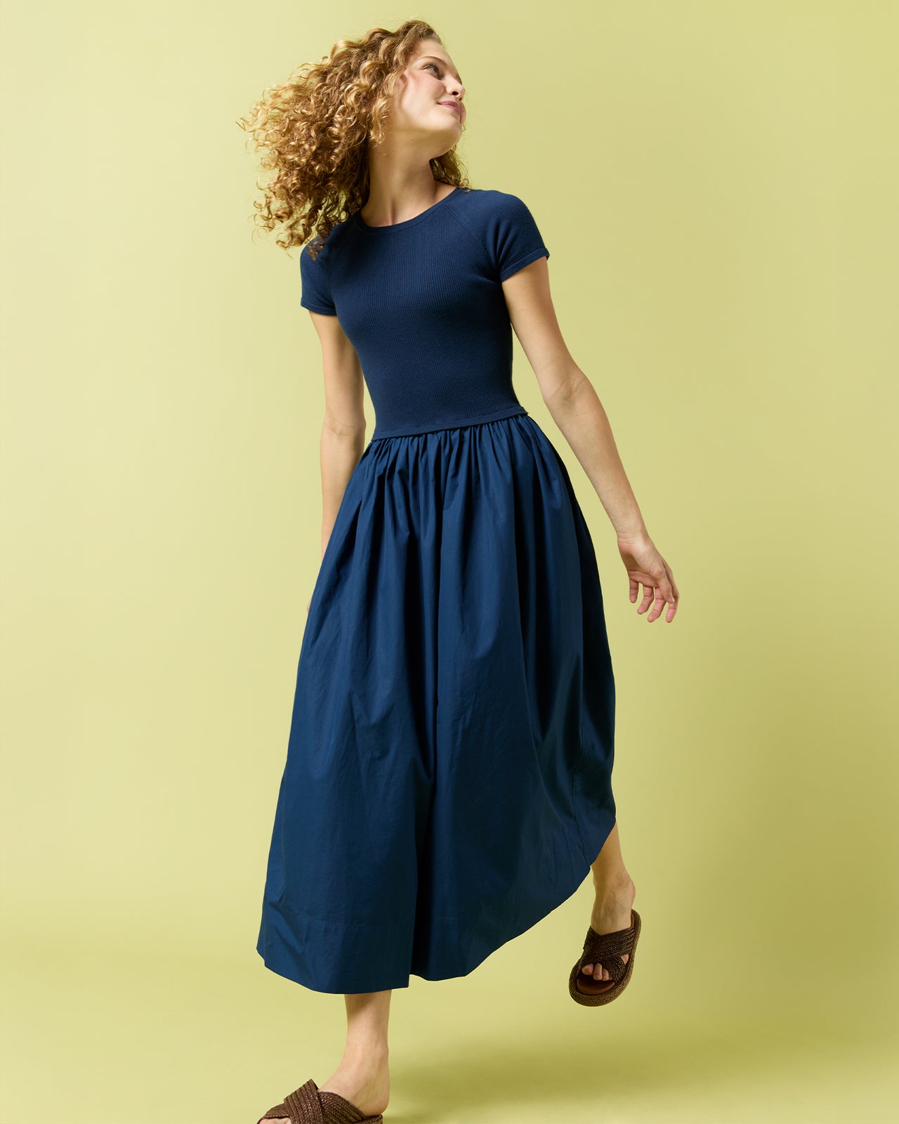 Cosette Dress in Bright Navy Cotton/Silk