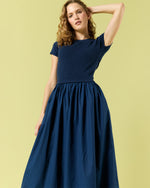 Load image into Gallery viewer, Cosette Dress in Bright Navy Cotton/Silk
