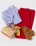Load image into Gallery viewer, Camille Patch-Pocket Jean in Red Stretch Canvas
