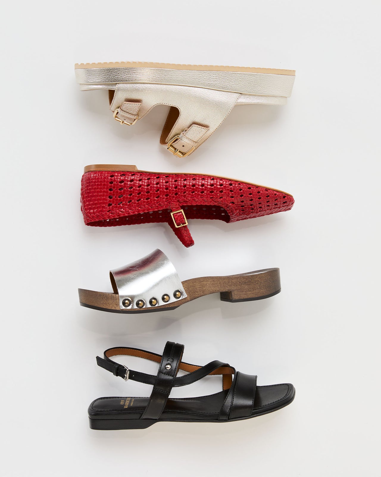 Handwoven Mary Jane in Red Woven Leather