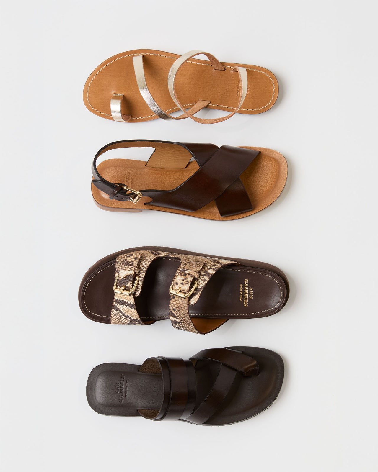 Diagonal Strap Sandal in Platino Leather