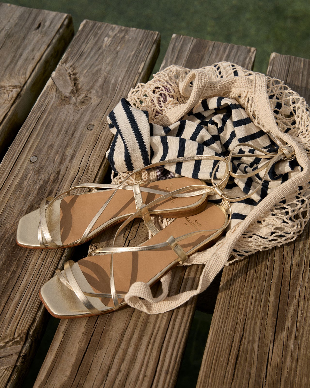 Chloe Tie Sandal in Platino Leather