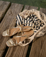 Load image into Gallery viewer, Chloe Tie Sandal in Platino Leather
