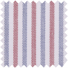 Made-to-Order Pleated Wrap Skirt in Blue/Red Multi Stripe Oxford
