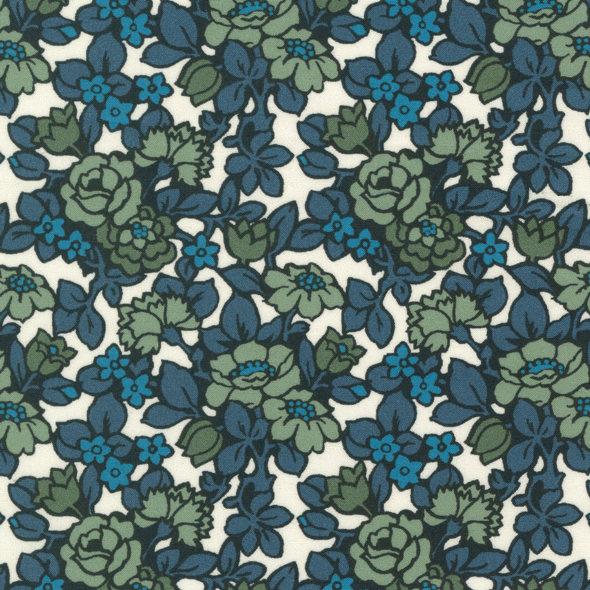 Made-to-Order Fabric in Green/Blue Multi Anthology Liberty Fabric