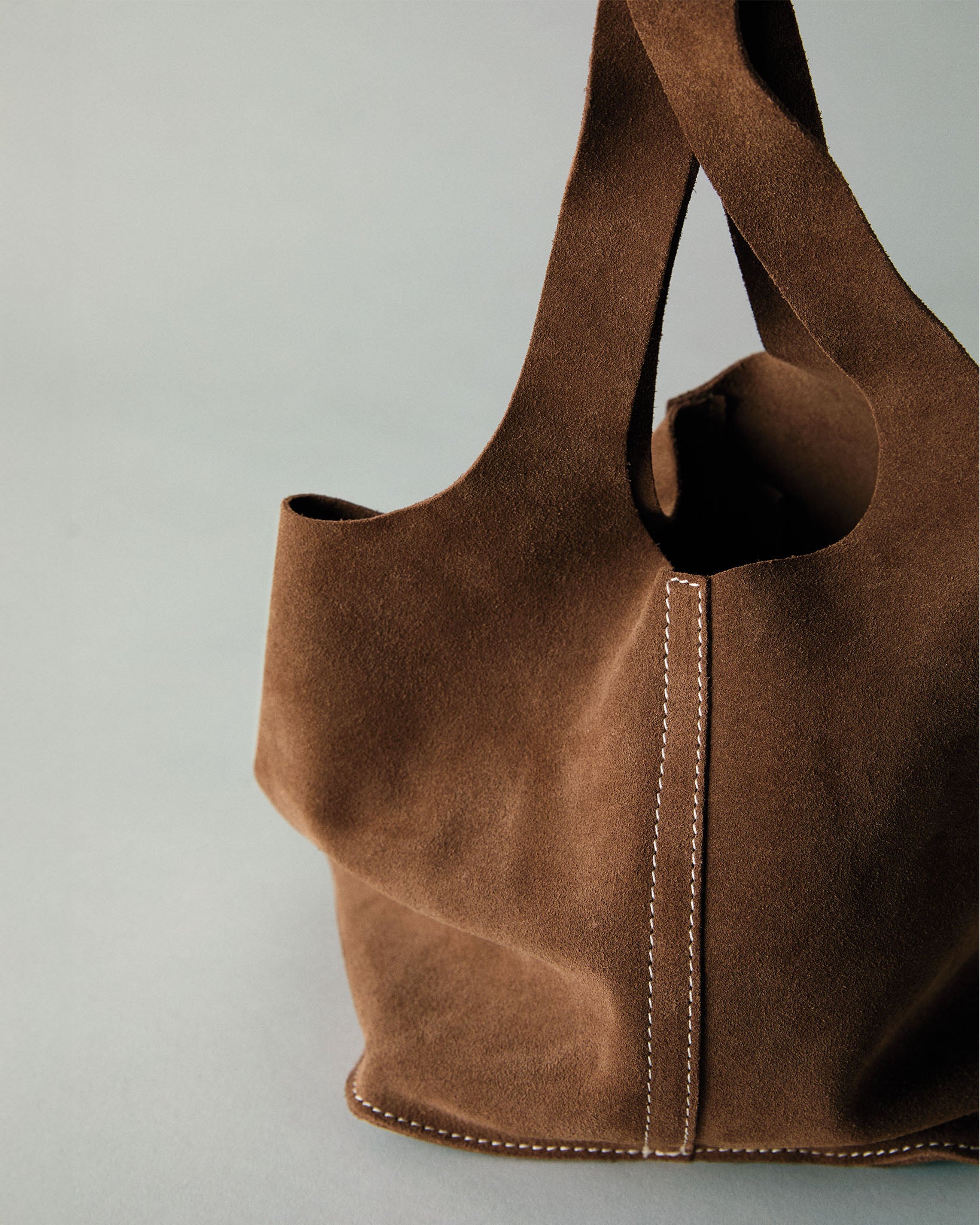 Paola Bucket Bag in Chestnut Suede