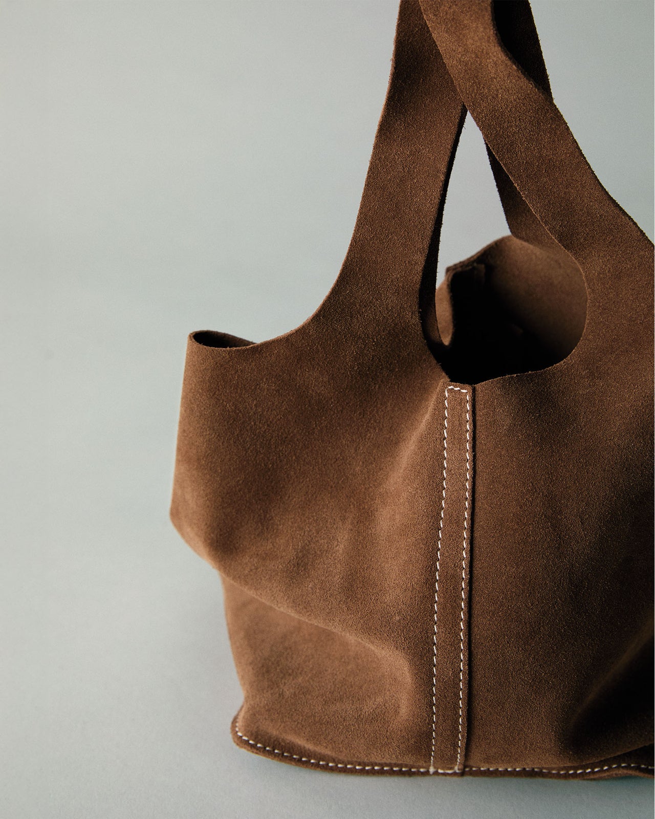 Paola Bucket Bag in Chestnut Suede