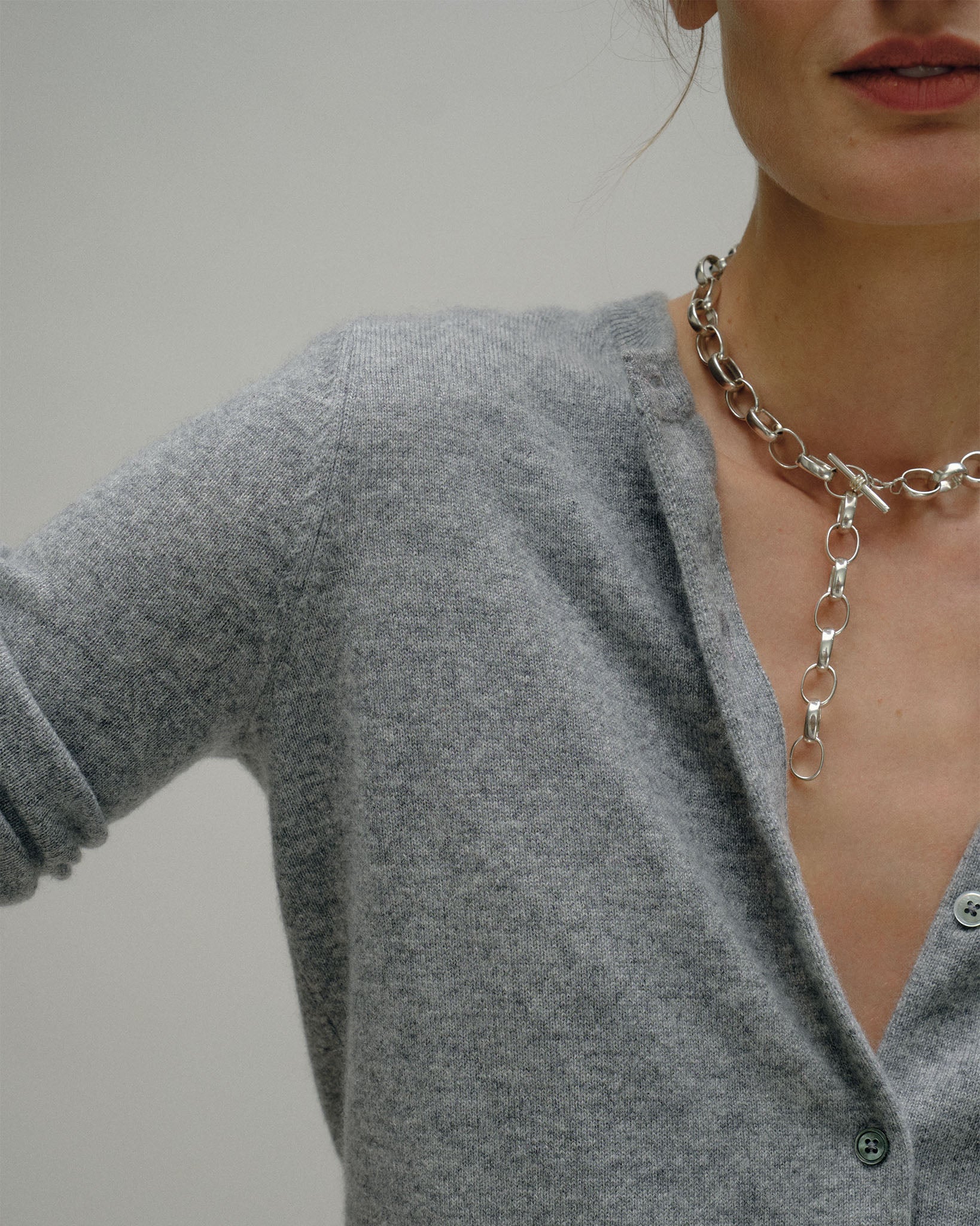 Rosie Cardigan in Mid Heather Grey Cashmere