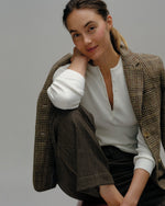 Load image into Gallery viewer, Long-Sleeved Nia Ribbed Henley in Ivory Cotton/Silk
