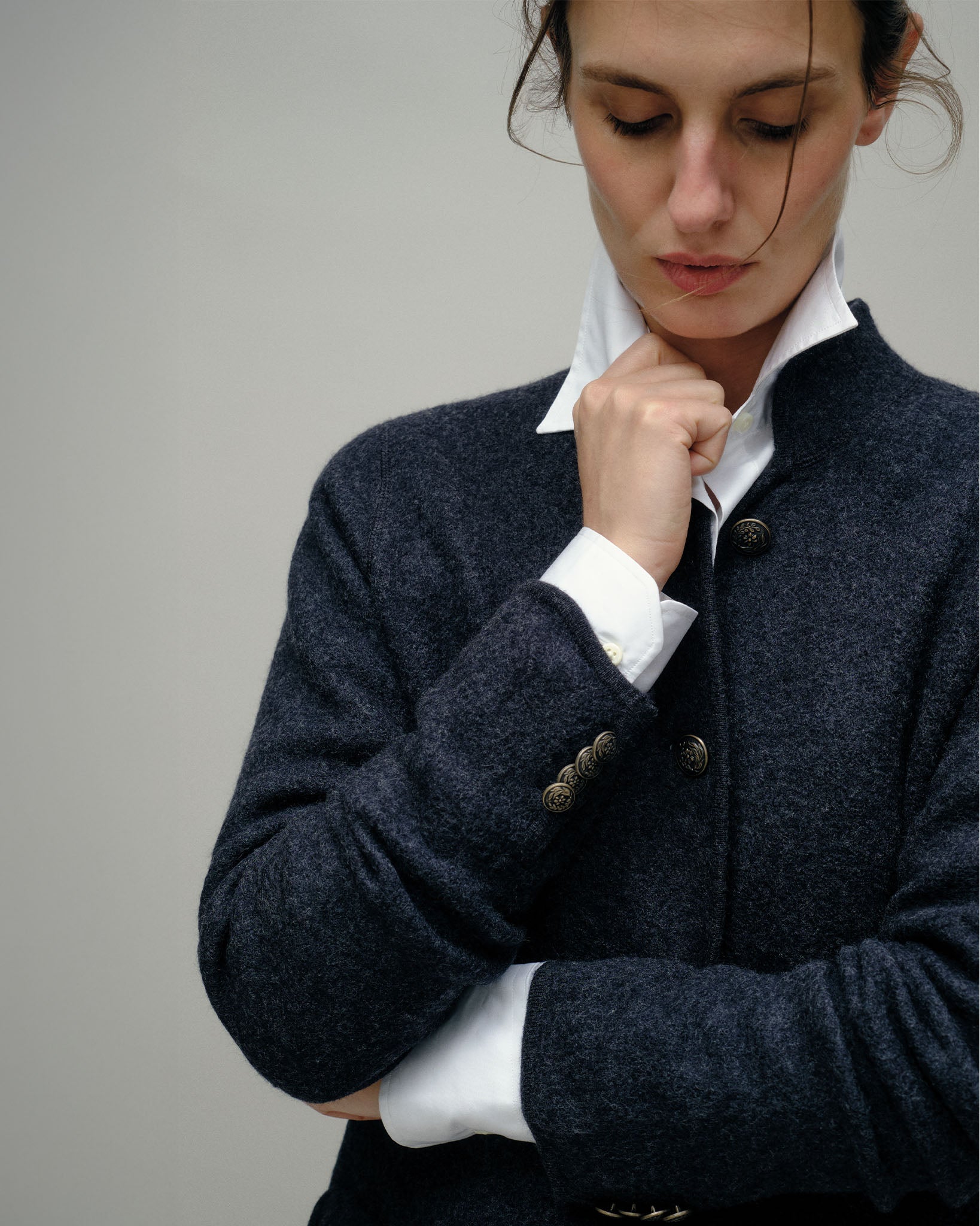 Tyrolean Jacket in Heather Charcoal Boiled Wool