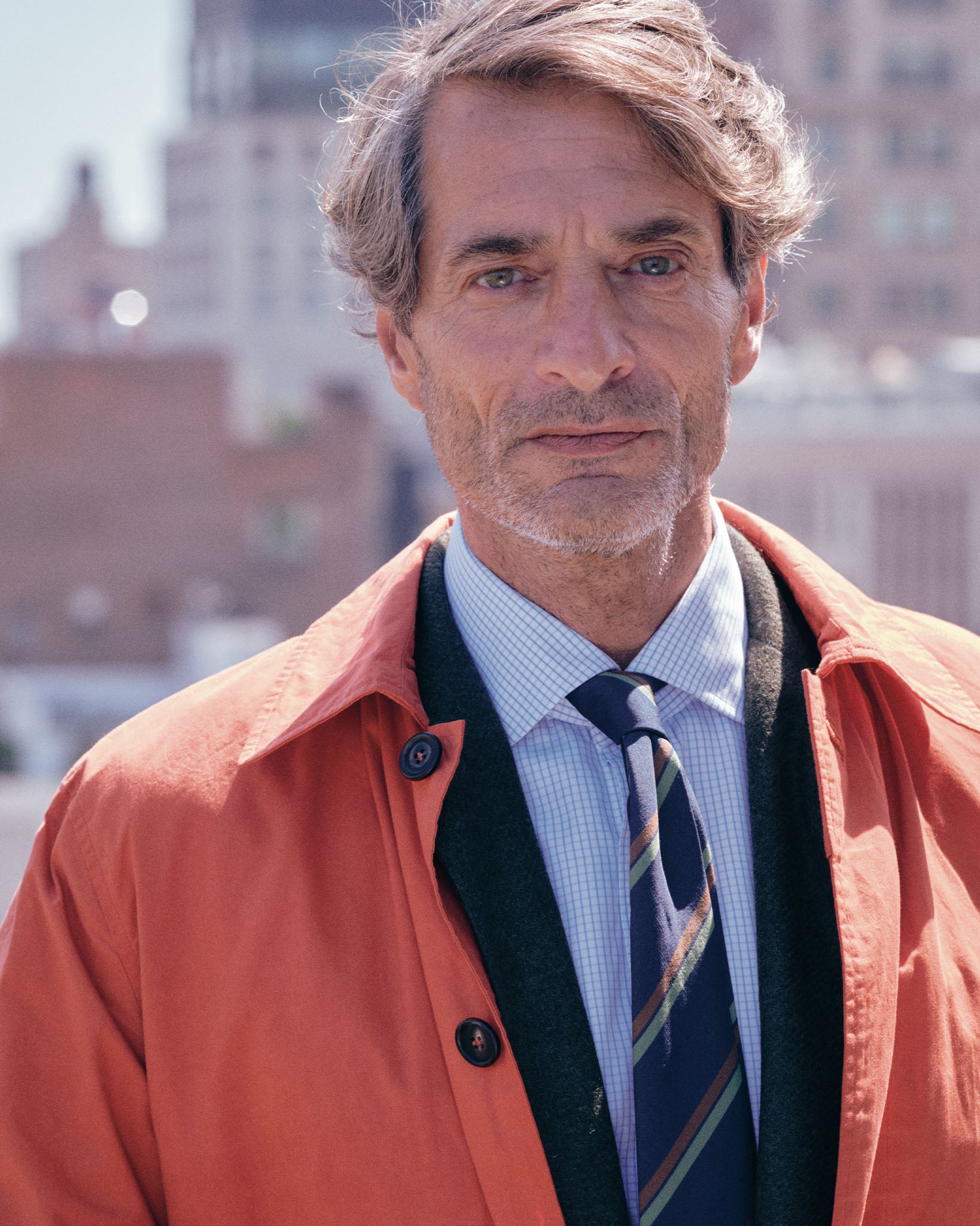 Spread Collar Dress Shirt in Dutch Blue Graph Check Poplin