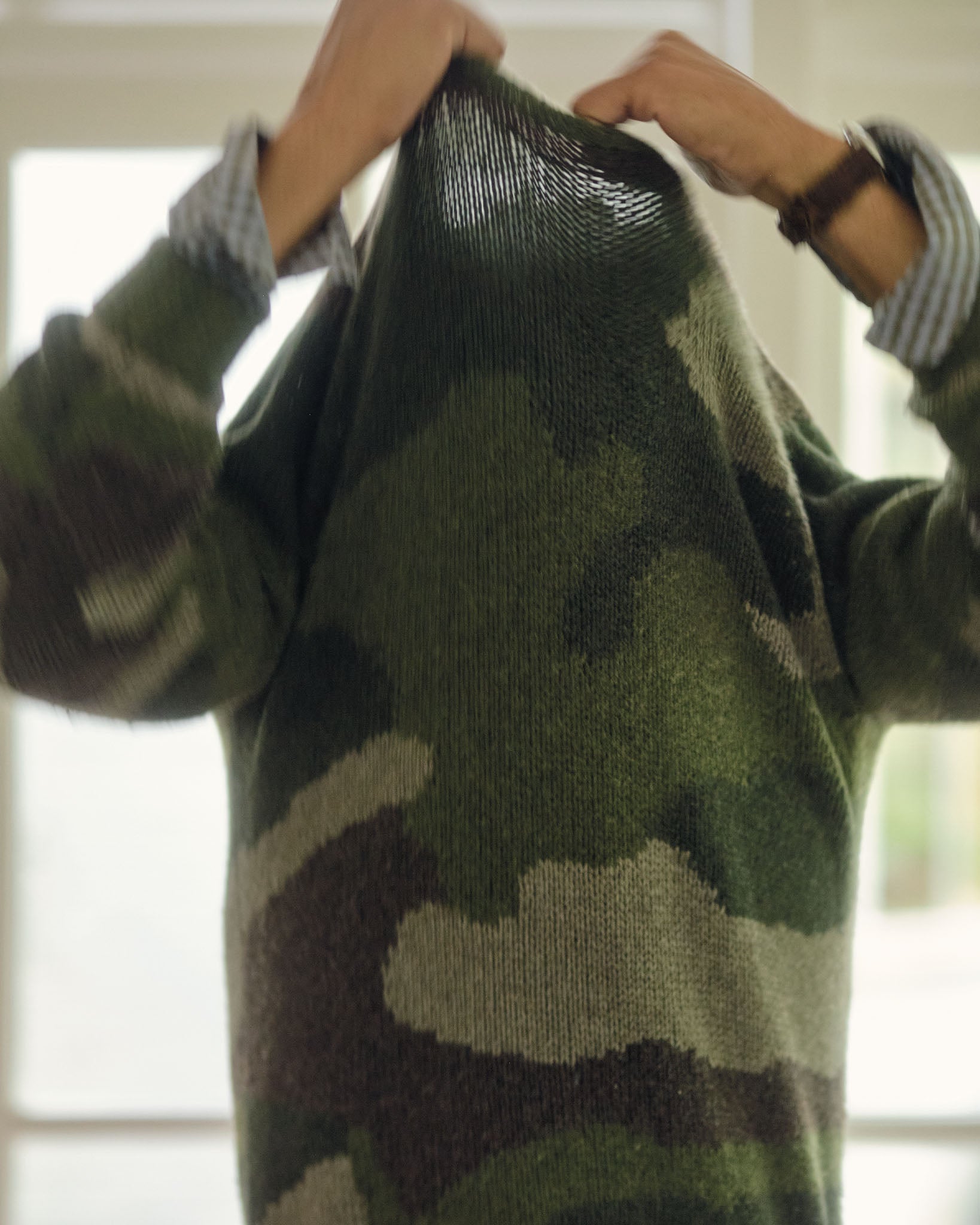 Crewneck Sweater in Camouflage Merino Wool Blend