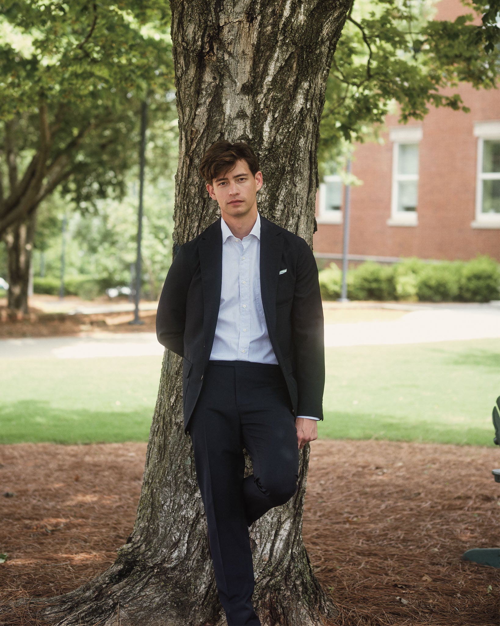 Ghost Blazer in Navy High-Twist