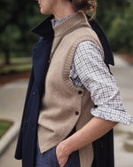 Load image into Gallery viewer, Preston Skirt in Eggplant Herringbone Harris Tweed
