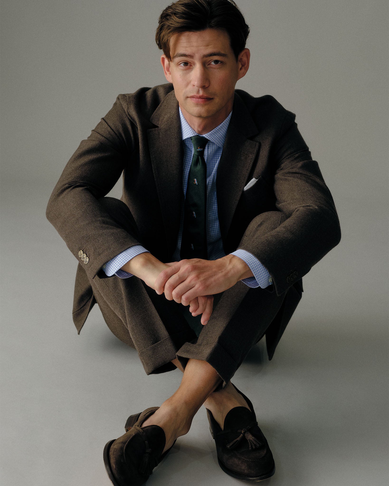 Italian Tassel Loafer in Dark Chocolate Suede