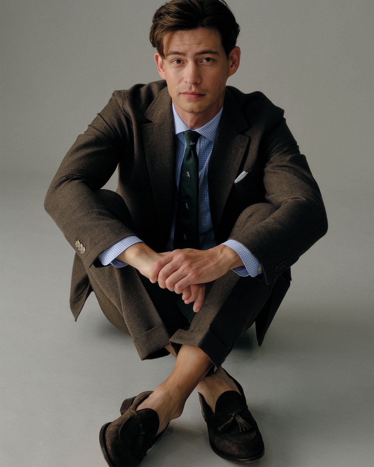 Italian Tassel Loafer in Dark Chocolate Suede