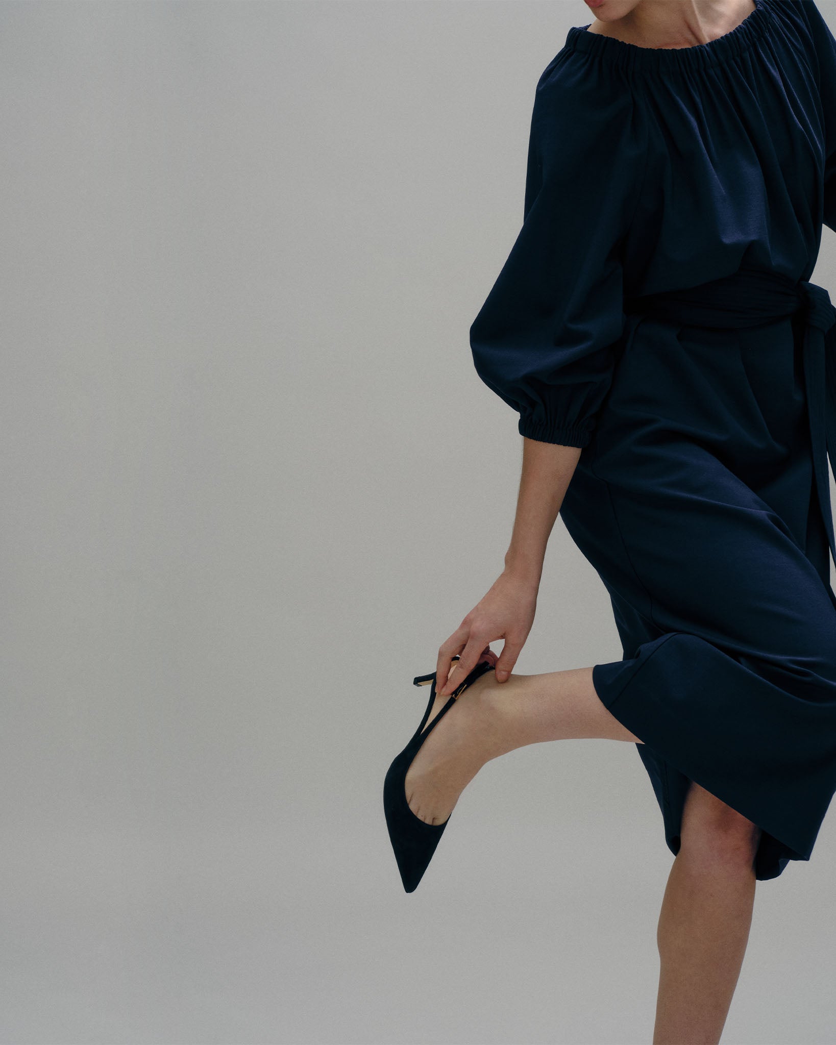 Kitten Heel Slingback in Black Suede