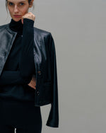 Load image into Gallery viewer, Megan Cardigan Jacket in Black Leather
