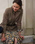 Load image into Gallery viewer, Avery Shirtwaist Dress in Navy/Multi Floral Printed Cotolino
