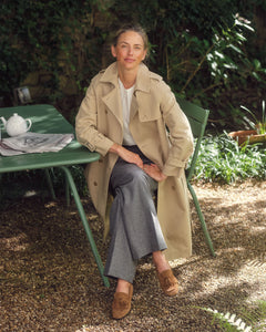 Martine Trench Coat in Khaki Compact Cotton | Shop Ann Mashburn