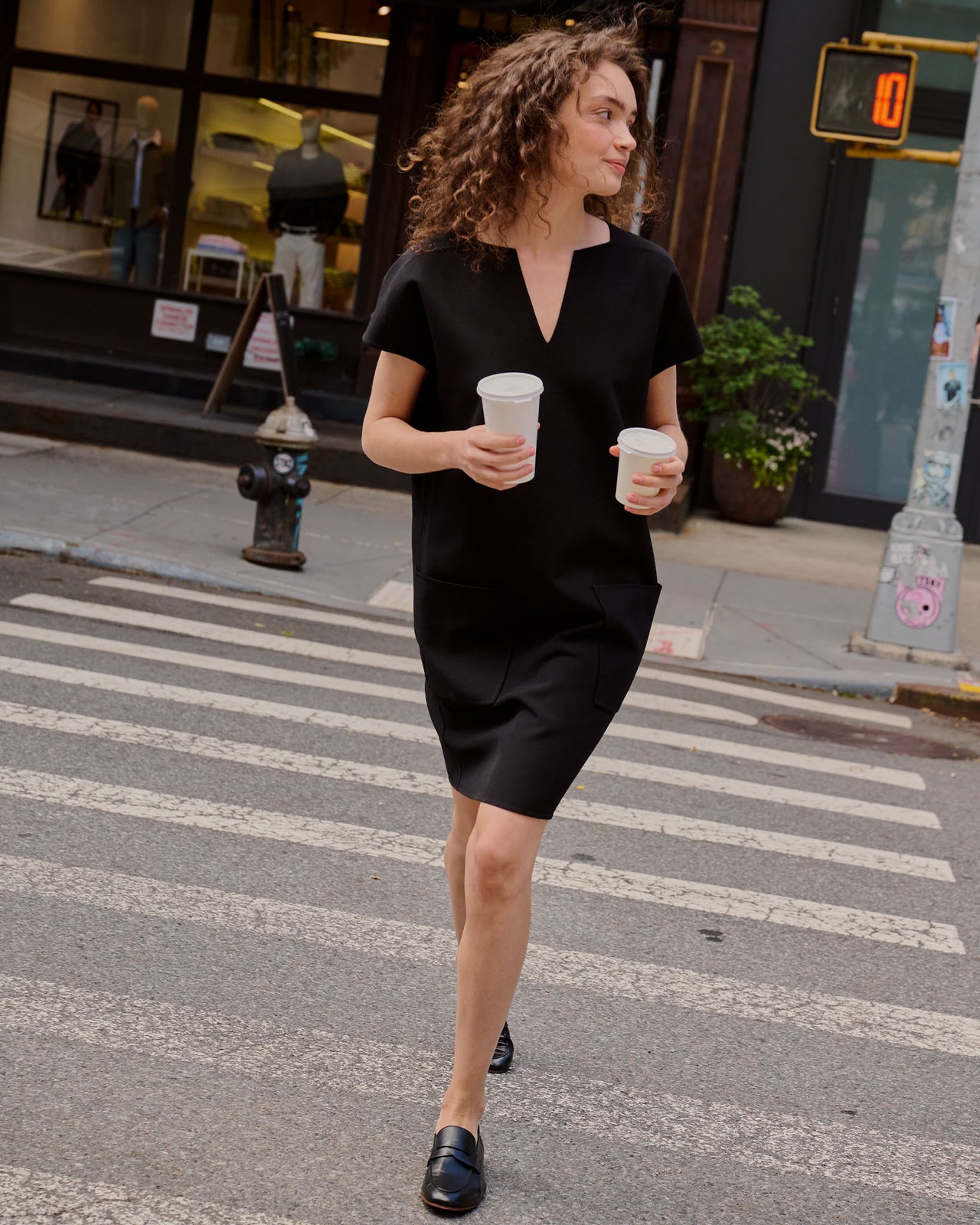 Oona Dress in Black Bi-Stretch Double Face