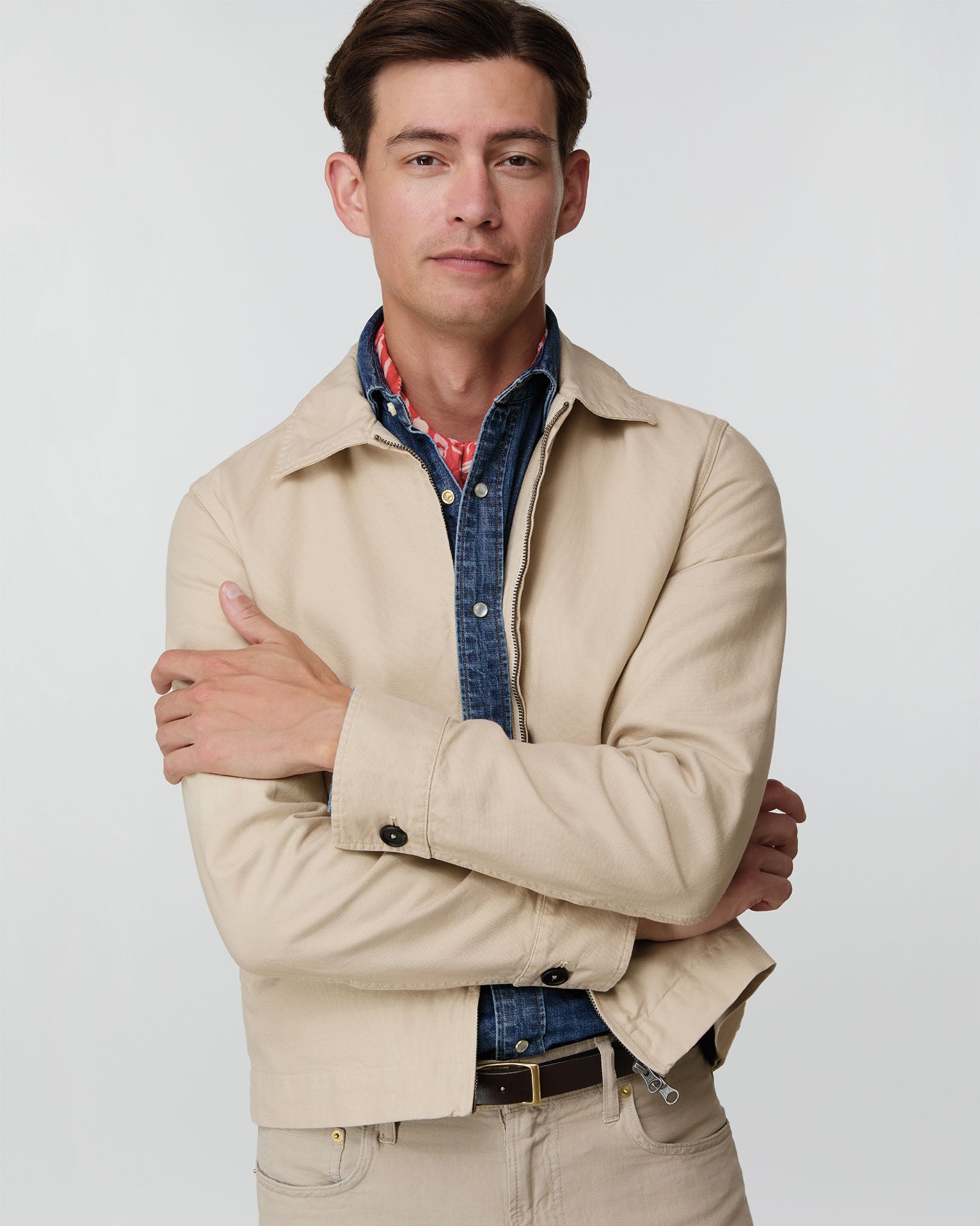 Slim Straight 5-Pocket Pant in Stone Canapa Canvas | Shop Sid Mashburn