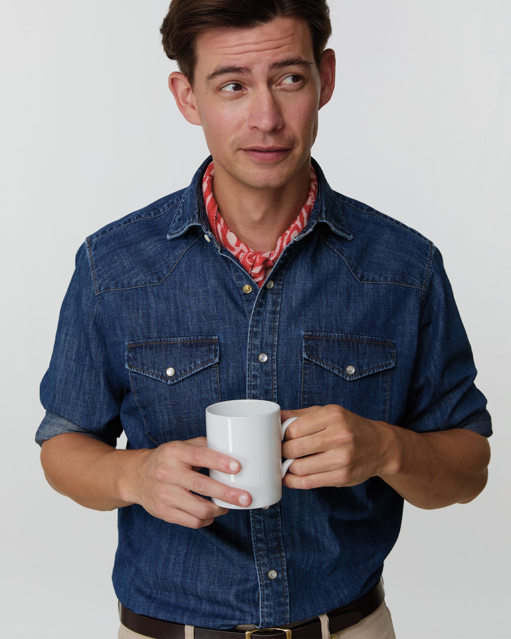 Western Work Shirt in Medium Wash Indigo Lightweight Denim | Shop